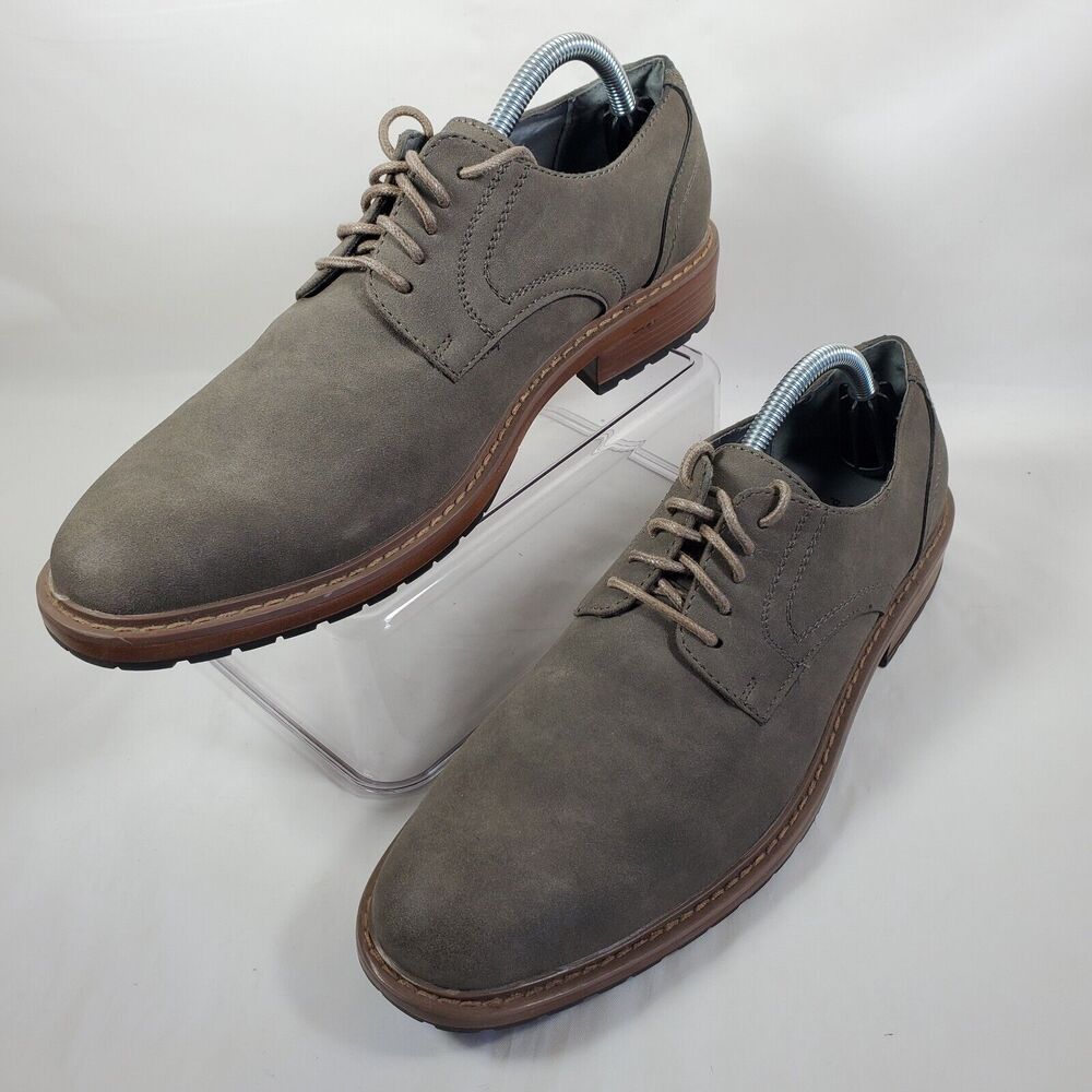 Perry Ellis Portfolio Men's Gray Nubuck Lace Up Oxfords Size 9.5